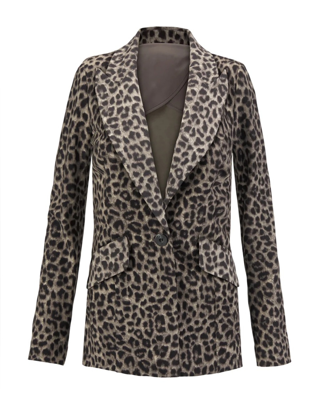 CAbi Leopard Print Blazer in Gray and Black